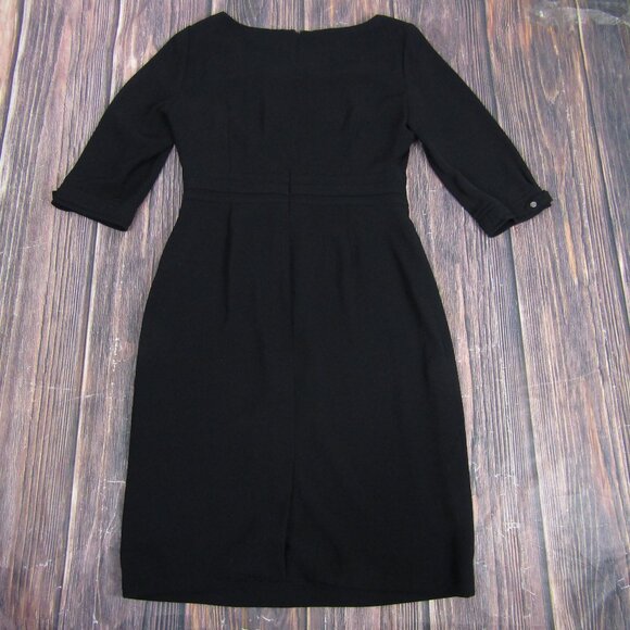 Tahari Arthur S. Levine Dress Womens 6 Black Sheath 3/4 Sleeve Belted Lined - Picture 4 of 6